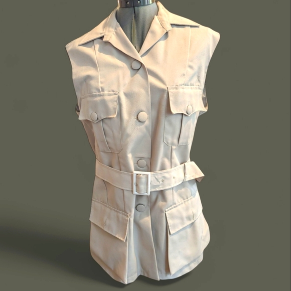 Vintage Jackets & Blazers - Vintage Colpro African‎ Safari Long Tan Jacket Vest Utility Rare Women's